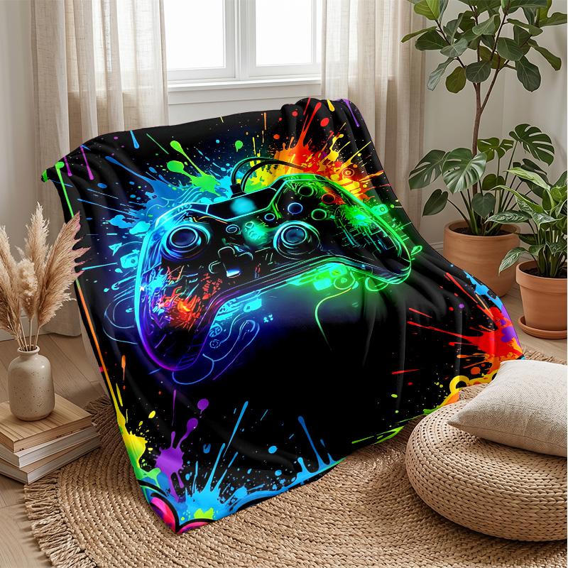 Neon Game Controller Art Theme blanket Lightweight Warm Flannel Blanket Decorative Throw Blanket for Home Decoration