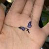 Butterfly Style Natural Drop Oil Necklace With Cross And Wing Design Ladies For