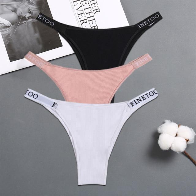FINETOO 3PCS/Set Women's Lingerie Panties Cotton Gstring Female Underpants Sexy Letter Panties Thong Pantys Underwear Intimates