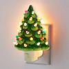 Vintage Hand-Painted Christmas Tree Night Light,Wall Plug-in LED Decor