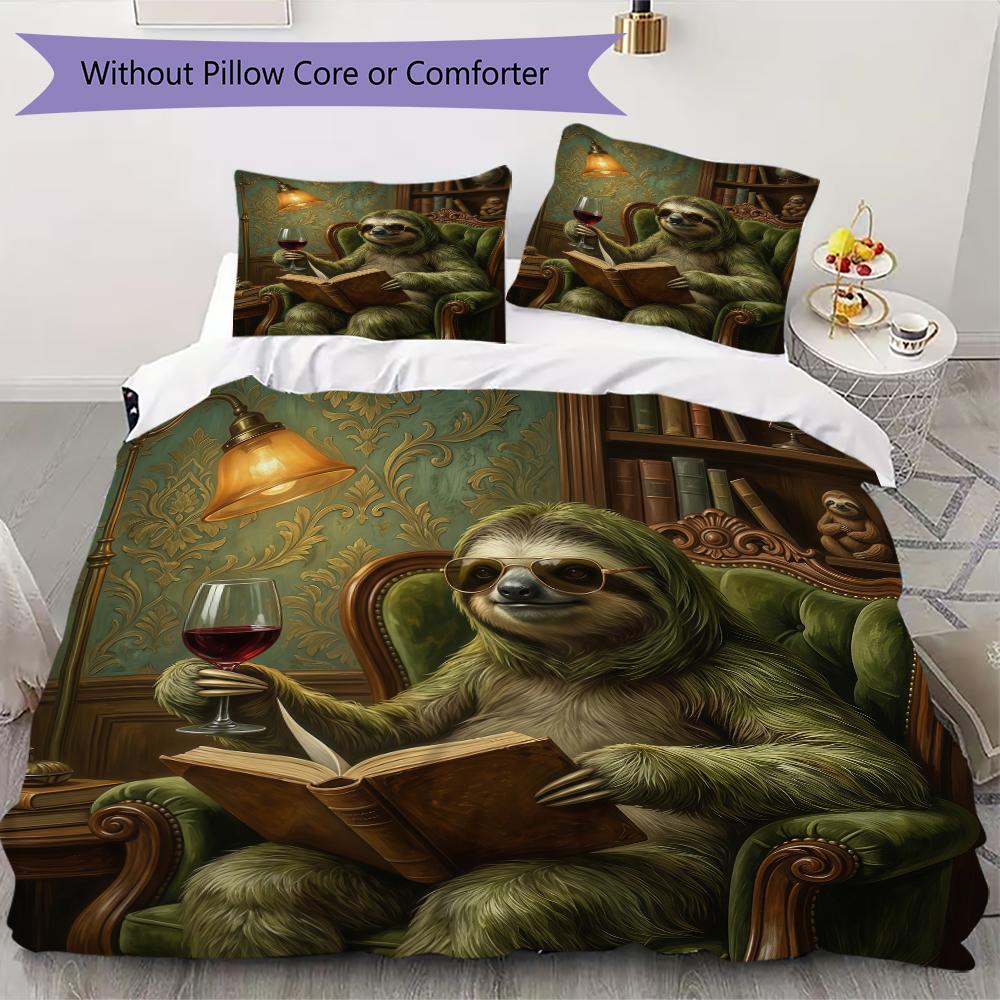 Cute Animal Pattern Bedding uilt Set uilt Cover Pillowcase Home Decoration Birthday Gift (1 * duvet cover + 2 * pillowcase without core)