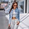Spring and Autumn Women's Fashion Court Style Lapel Casual Denim Jacket