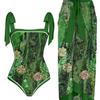 New Two-piece Printed Swimsuit Women's Conservative One-piece Chiffon Skirt Swimsuit Set