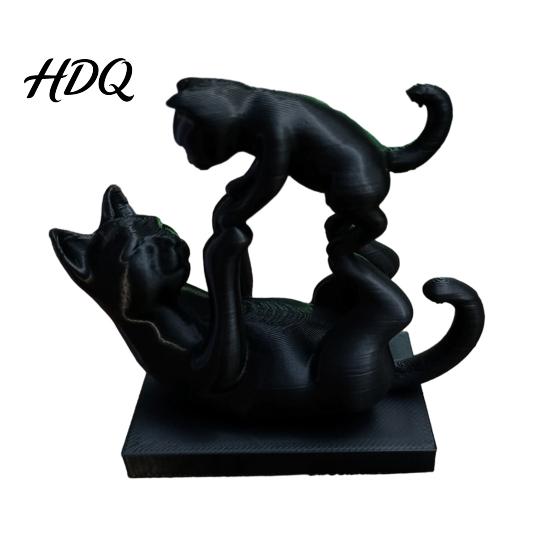 Фигурка в форме кошки 3D-печатная черная фигурка Современная статуэтка котенка Животное-украшение