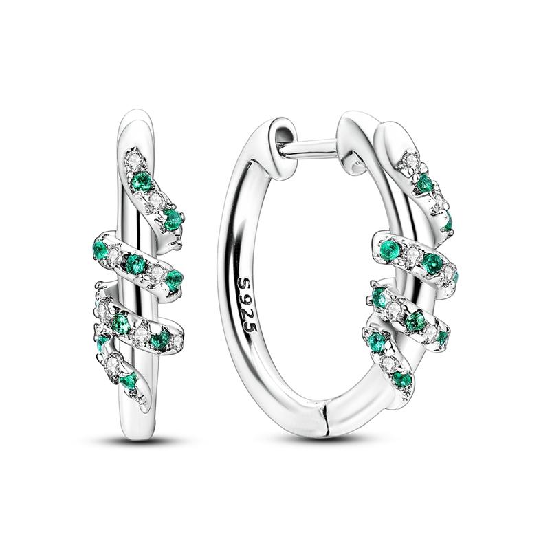 925 Silver Earrings Shining Zircon Cherry Rainbow Flower Mushroom Iris Flower Hoop Earring for Women Party Jewelry Gift