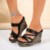 Fashion European and American style new plus size wedge sandals for women, thick soled fish mouth sandals, cool slippers for women