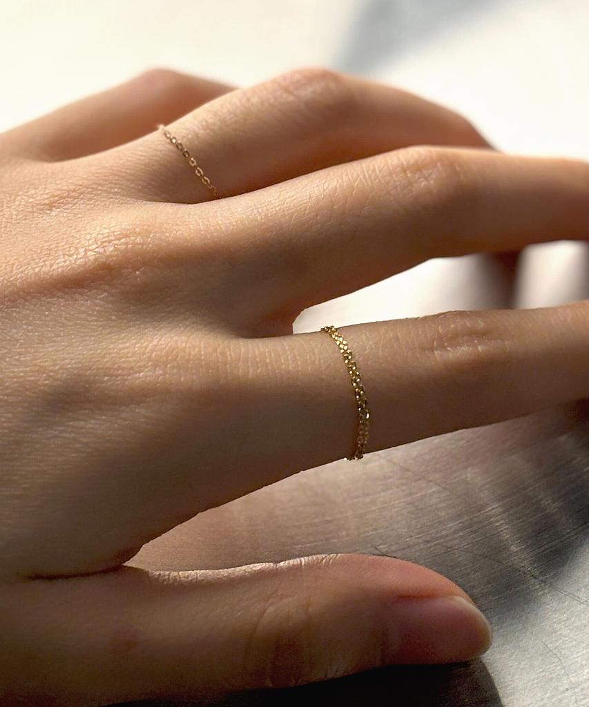 Helene Jewelry Кольцо с тонкой шнурковой цепочкой 14K 18K