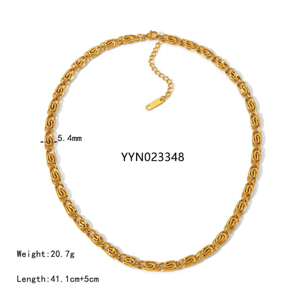 18K Gold-Plated Stainless Steel Necklace: Geometric Thick Chain Bracelet, European & American Style