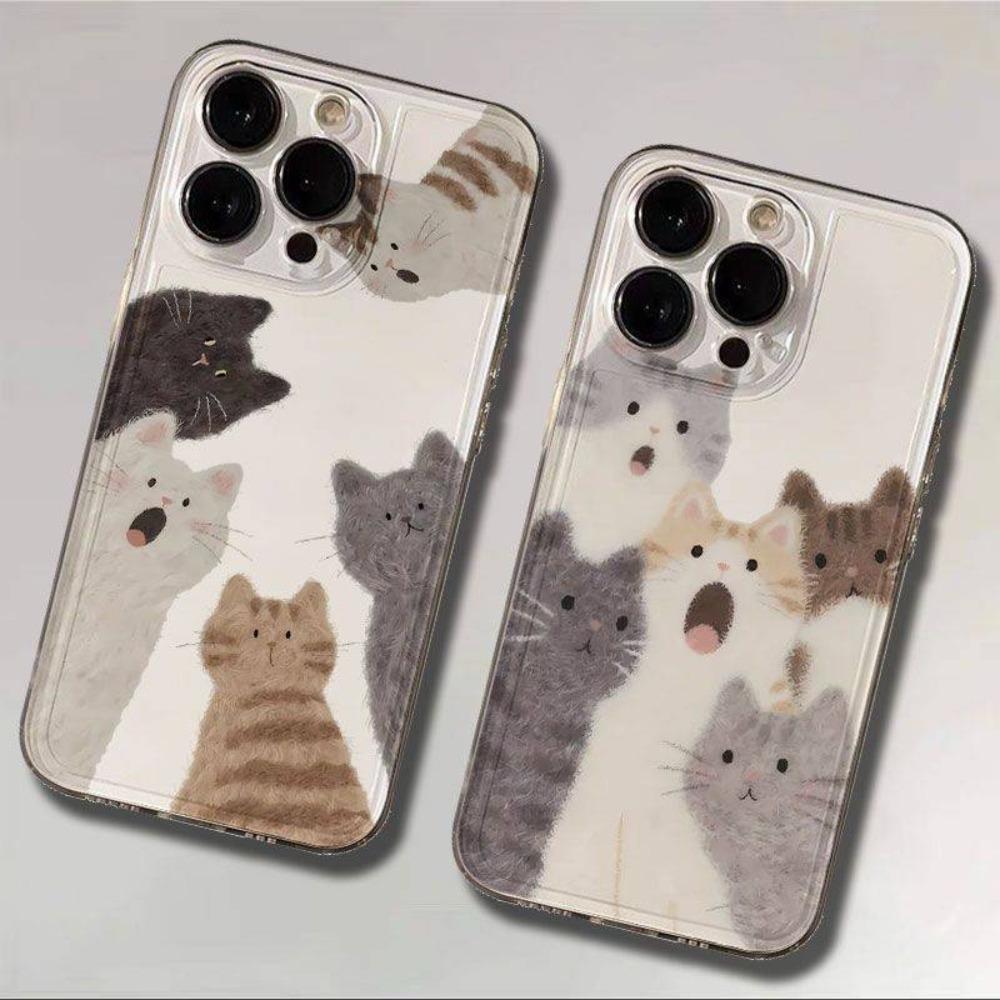 Шокирующий чехол для телефона с рисунком кота для IPhone 17 12 16 14 13 11 15 Pro Max IPhone 16 15 14 Plus Прозрачный мягкий чехол для телефона