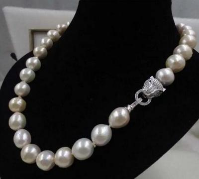 НОВОЕ жемчужное ожерелье Касуми в стиле барокко 12-13 мм с леопардовой застежкой в ​​виде головы