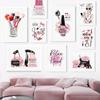 Pink Fashion Wall Posters Perfume Makeups Canvas Painting Wall Art Modern Nails Print Pictures Nordic Girl Bedroom Home Decor