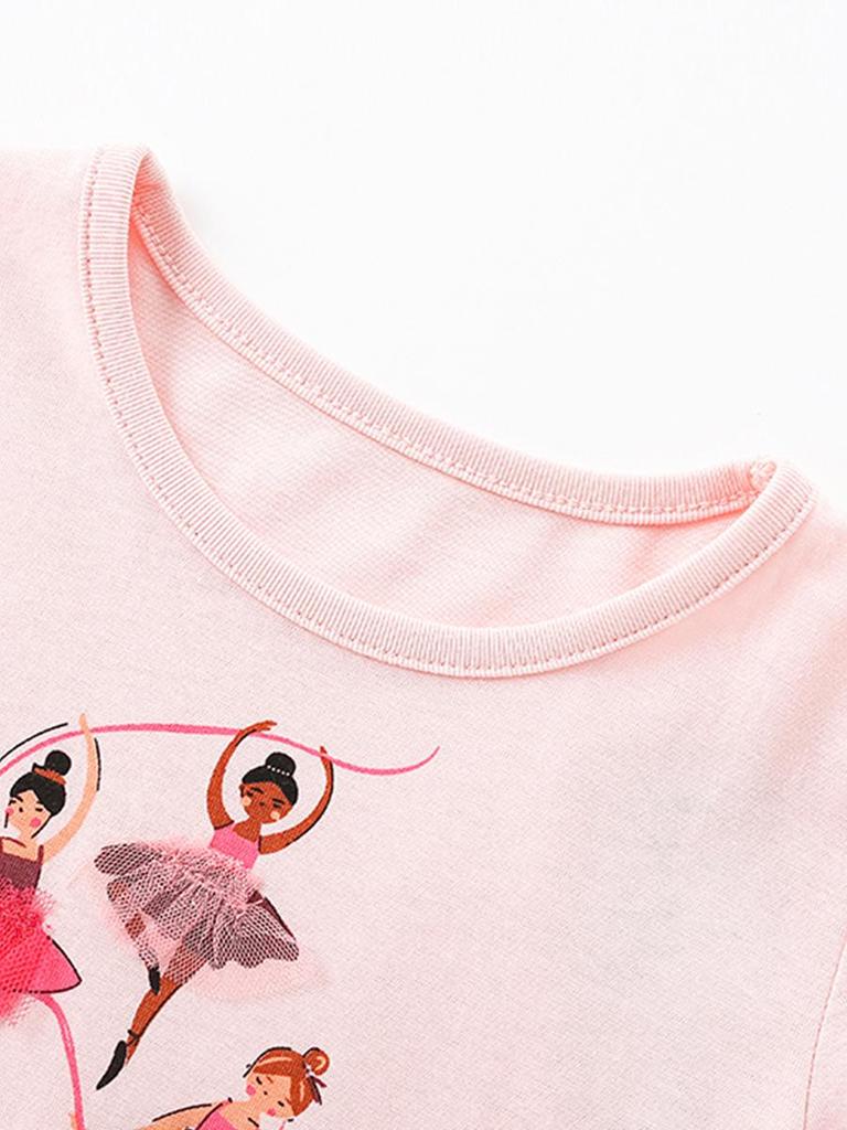 Весенне-летнее детское платье-сетка "Радуга" 26 лет - Милый принт, Круглый вырез, Короткий рукав, В наличии