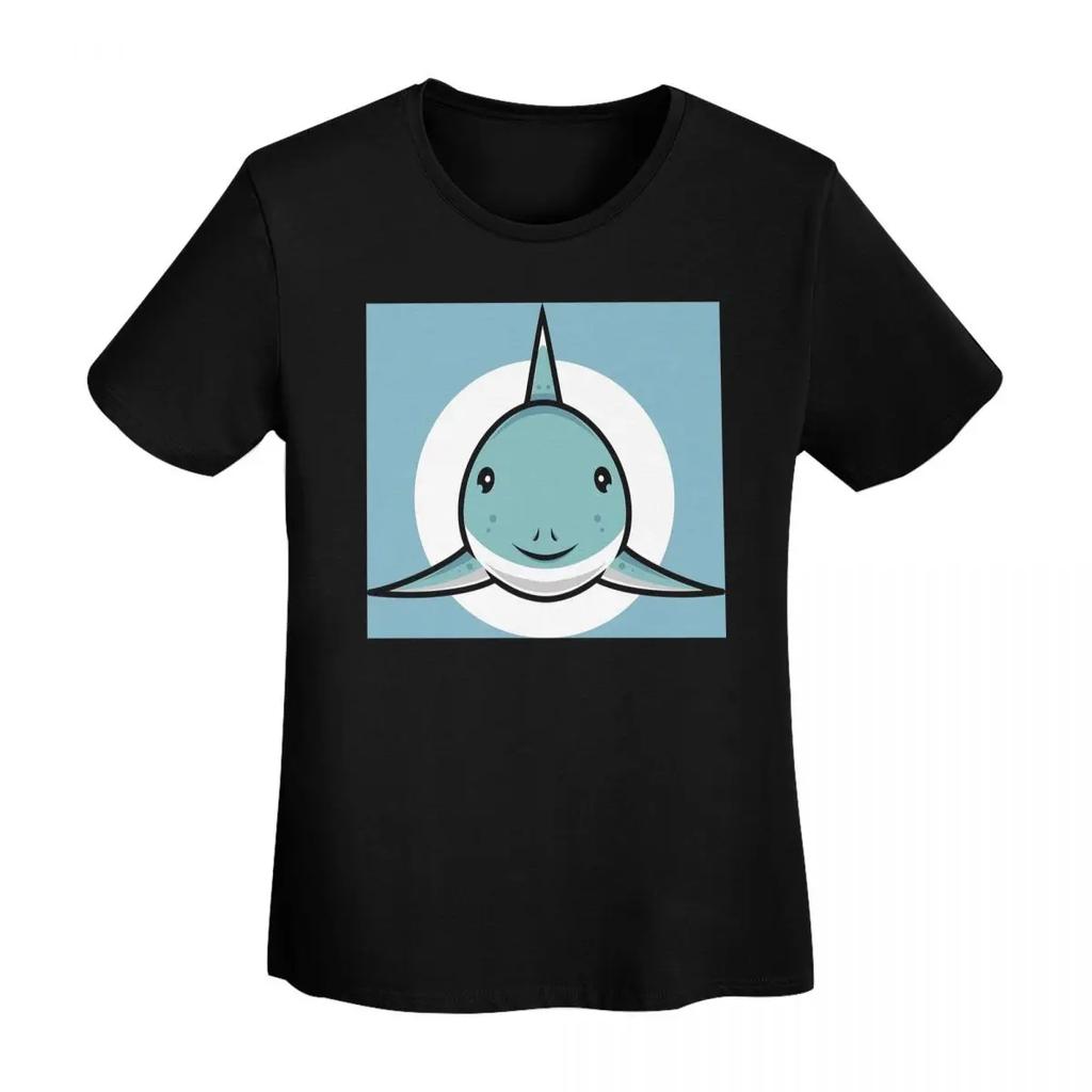 Cute Shark TShirt Women Short Sleeve T Shirts Round Neck Streetwear Cotton Summer Tees Streetwear