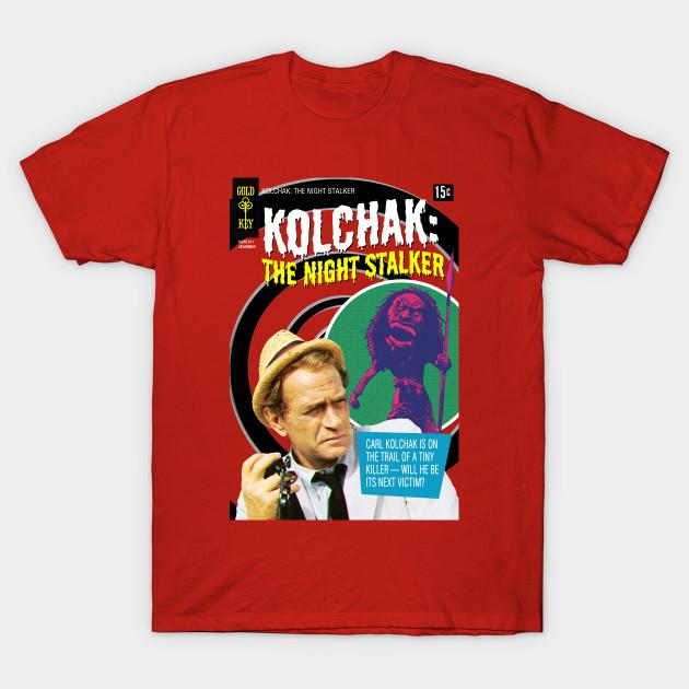 Men Black Print T-shirt Kolchak The Night Stalker No-Cut Heat Transfer Print Cotton Tshirt