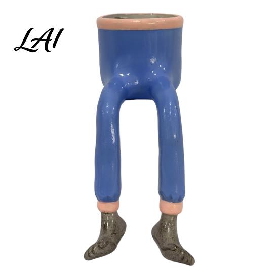 Resin Succulents Pot with Drainage Funny Leggy Human Shaped Planter Creative Legs Sitting Figurine Flower Pot Unique Planter for Indoor Home