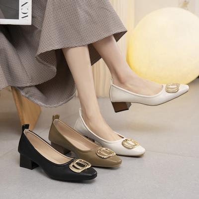 Женские туфли на высоком каблуке с квадратным носком, новые весенне-осенние профессиональные рабочие туфли, темпераментные одинарные туфли, женский толстый каблук