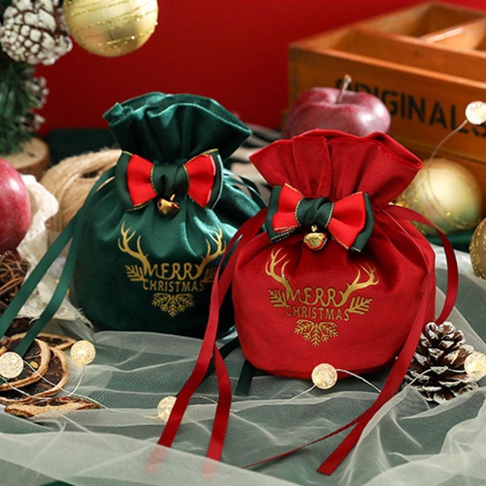 with Small Bell Christmas Cloth Bag Velvet Christmas Gift Bag Xmas Presents New Year