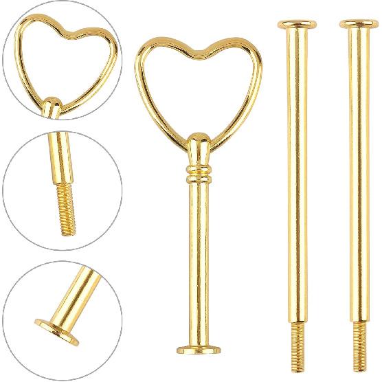 3 Tier 14" Heavy Metal Cake Stand Holder Fruit Plate Stand Fitting Hardware Rod Gold_Heart