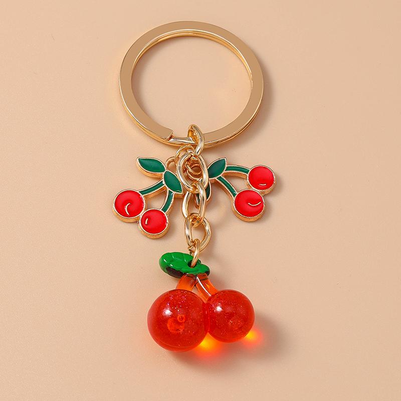 Cute Resin Simulation Fruit Keychain Grape Orange Key Ring Women Girls Handbag Pendants DIY Handmade Jewelry Gift