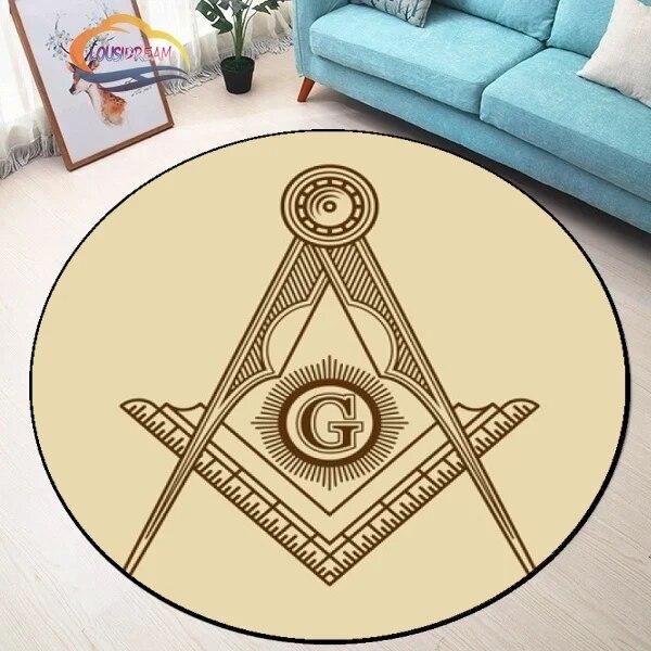 Masonic Round Carpet Freemasonry Non-slip Rug Freemason Living Room Large  All Seeing Eye S Tea Table or Chair Mat