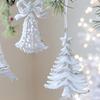 Flocking Christmas Hanging Pendants White Christmas Tree Ornament Xmas Ball  For Christmas