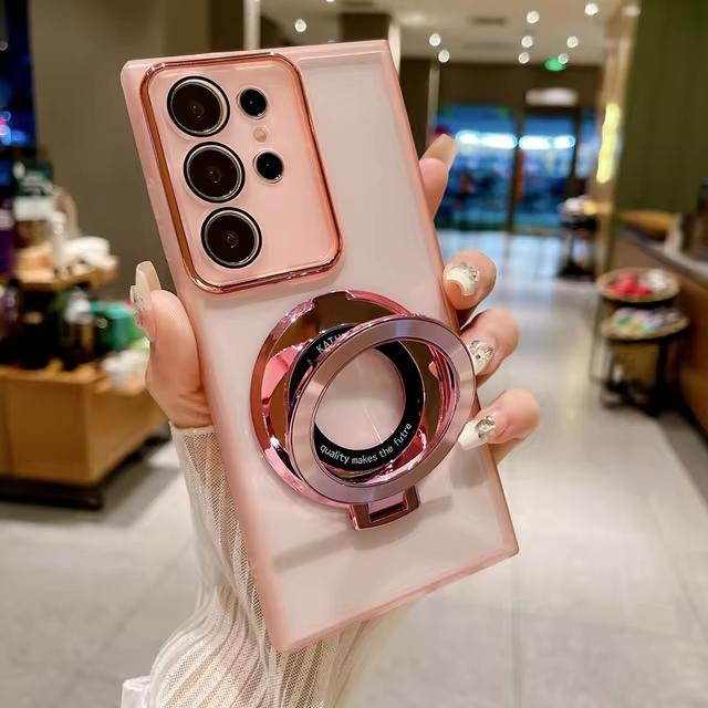 Прозрачный силиконовый магнитный чехол-держатель для Samsung S25 S24 S23 S22 S21 Ultra Plus FE A16 A15 A55 A54 iPhone 16 15 14 13 12 11 Pro Max Plus XSMAX XR