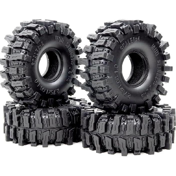 HOBBYSOUL 1.0 Crawler Tires 70mm Tall 1.0'' Mud Slingers X Super Soft Sticky Tyre for RC 1/24 SCX24 1/18 TRX4M Upgrades