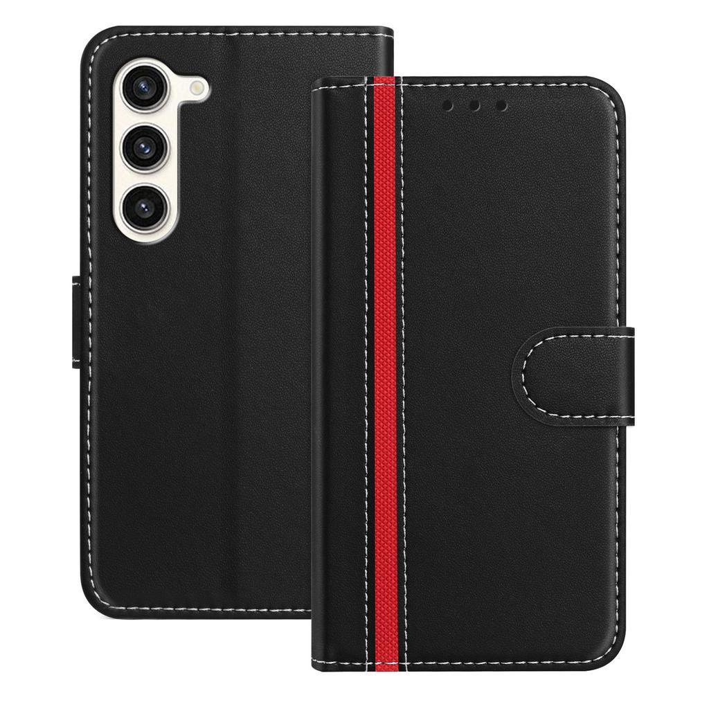 For Samsung Galaxy S23 Phone Cases Wallet Stand Color Splicing Leather Cover with Magnetic Clasp