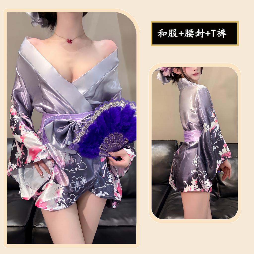 Сексуальное нижнее белье Сексуальный глубокий V Двумерный открытый сердечный японский халат Униформа Чистое желание Костюм Пижама