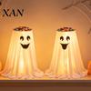 Creative Holiday Table Centerpiece Halloween Ghost Candy Bowl Stand with Remote Control, Large LED Lighted Event Tableware Cute Holder for Front Door