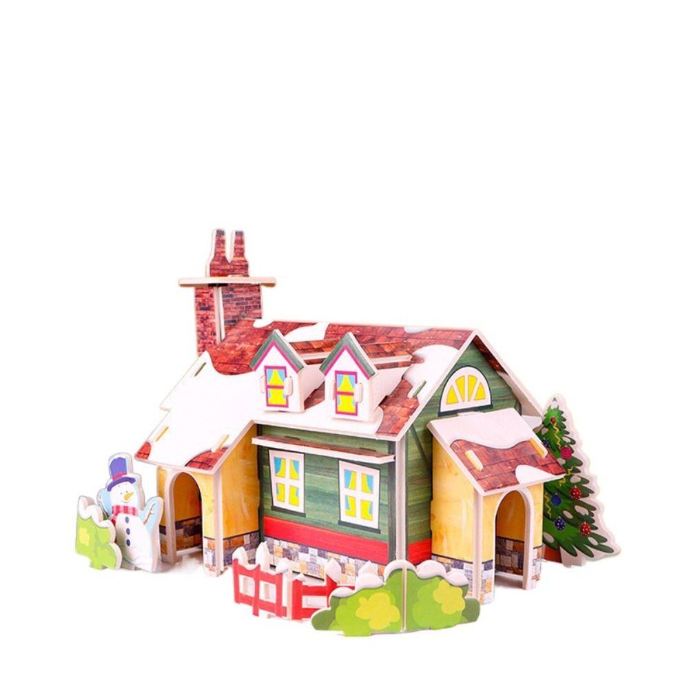 Рождественский домик Рождественский 3D пазл Поезд Детская модель Игрушка Бумажная карточка Пазл Детский сад