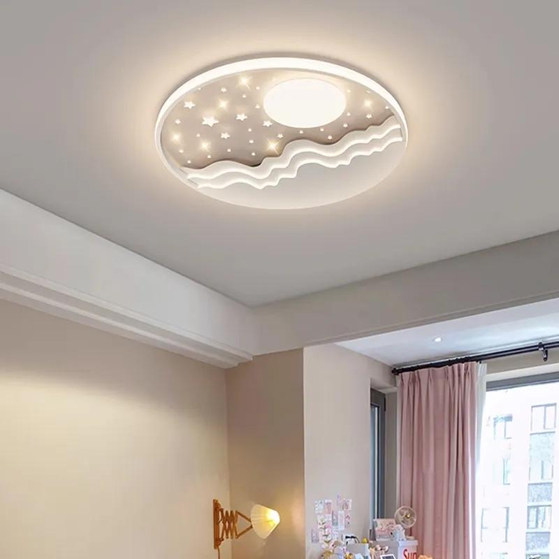 Потолочный светильник для детской комнаты с регулируемой яркостью, современный минималистский, художественный, креативный, звездное небо, луна, солнце, подарок для мальчика и девочки, декоративная лампа LED