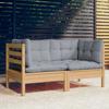 Day and Night - Day and Night 2-seater Garden Sofa with Gray Cushions Solid Pine Wood