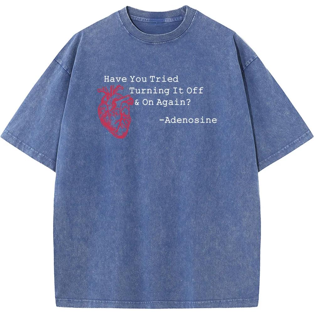 Футболка с коротким рукавом с принтом «Выключение»? Летняя футболка из хлопка с эффектом стирки. Повседневная свободная отбеленная футболка.