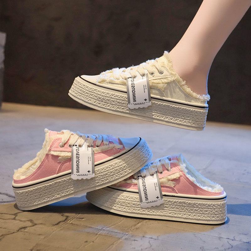 Обувь Холщовая Платформа Женские Мюли Тапочки и Женские Сандалии с Ремешком Розовые Слайды Высота Топ Дизайн Дизайнерский Люкс 39 Vip