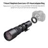Camera Super Telephoto Lens 500mm F/8.0-32 Manual Zoom T-Mount + 2X 500mm Teleconverter Lens +