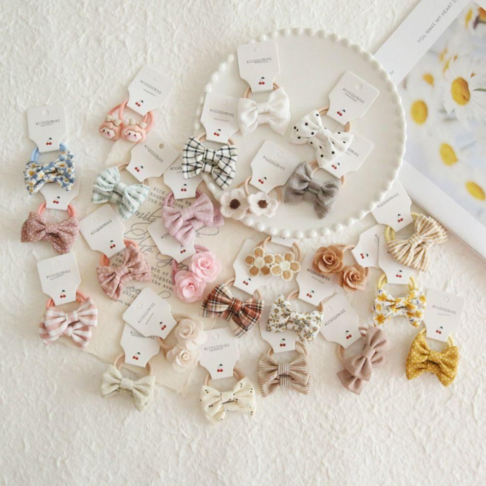 10Pcs Kids Girls Hair Ties Bowknot Sweet Bows Flower Headdress Fashion Hair Rope