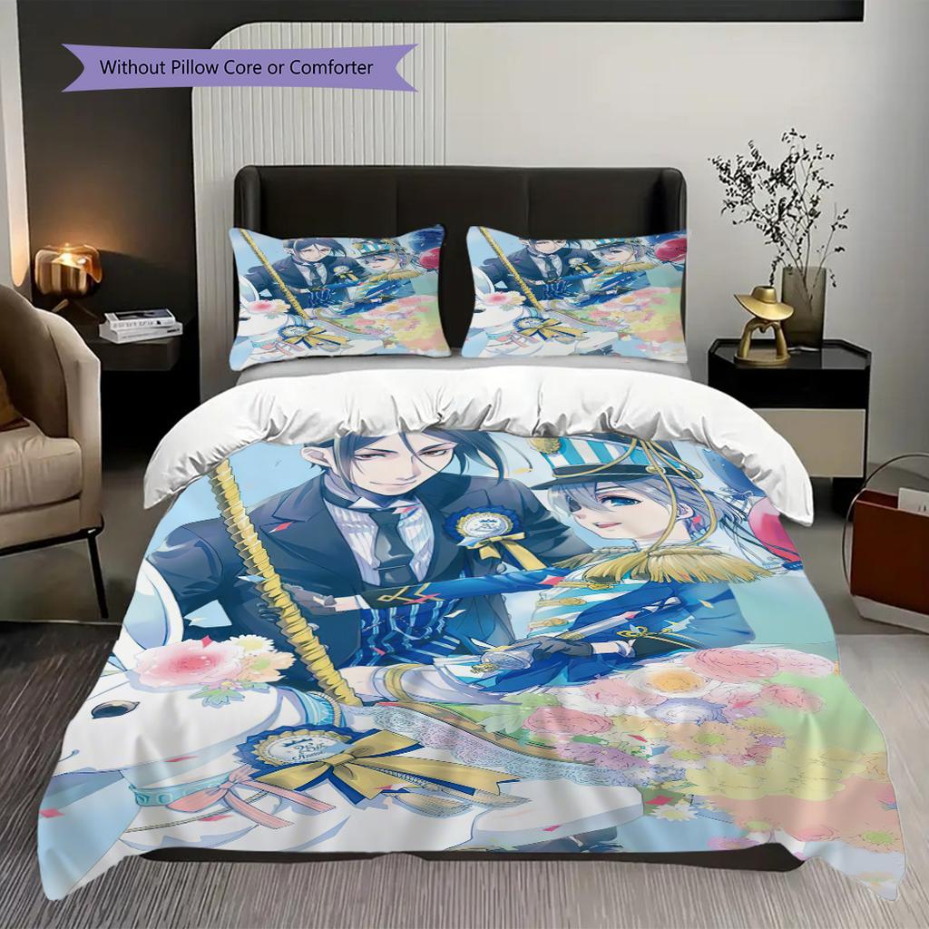 Black Butler Ciel Sebastian Threepiece Set 1 Duvet Cover 2 Pillowcase Without Core Without Core Bedding Set Duvet Cover And Pillowcase