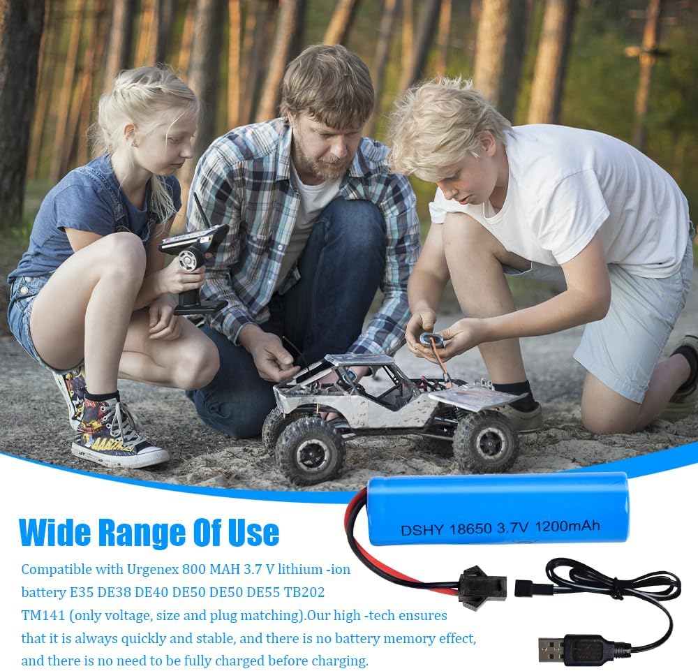 4 шт. Литий-ионный аккумулятор 3,7 В 1200 мАч с разъемом SM-2P + USB-кабель – Совместим с радиоуправляемой машиной DE45 DE42 1:14