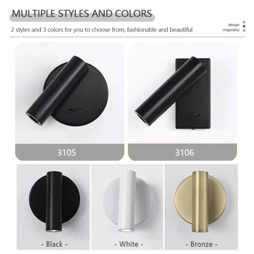 Creative LED Wall Lamp Adjustable Rotation At 350 Degrees Modern Minimalist Wall Lamp Living Room Corridor Bedside Reading Light