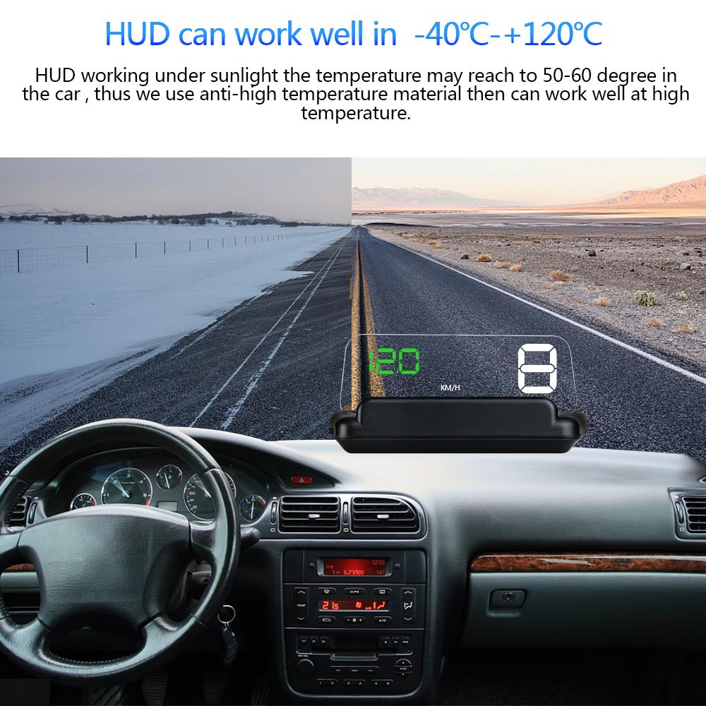 OBD2 Speedometer Auto Electronic Windshield Projector C500 Mirror HUD Car Head Up Display Water Temp RPM Voltage Alarm