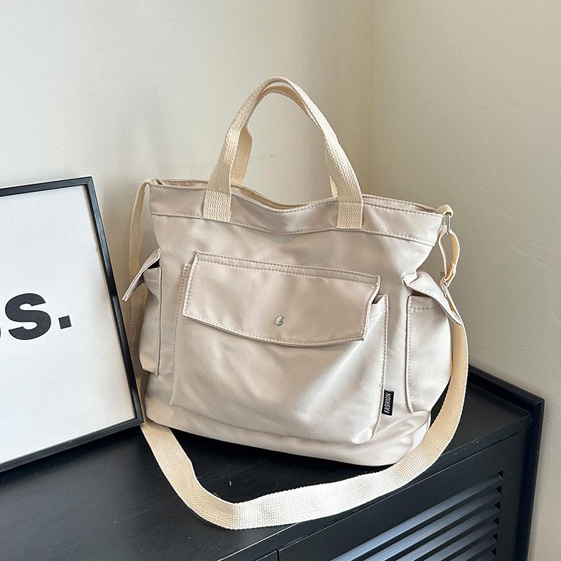 Большая вместительная сумка для студентов колледжа, женская, 2024 года, простая, повседневная, сумка через плечо, портативная сумка для покупок