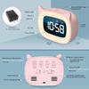 Kids Alarm Clock LED Cartoon Cat Ear Digital Clock Student Bedside with Night Light & 18 Ringtones