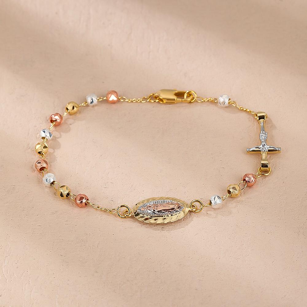 Religious Bracelet Joyas Catholic Saints Gold Rosary Cross Jesus Beaded Bracelets