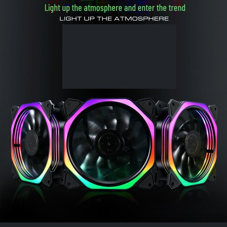 12cm Silent RGB Luminous Chassis Fan - Magic Cube Aurora Computer Cooler