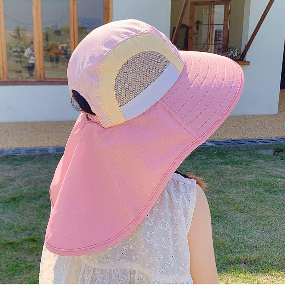 Wide Brim Beach Hats With Neck Flap Strap Panama Cap Fashion Bucket Hat Outdoor