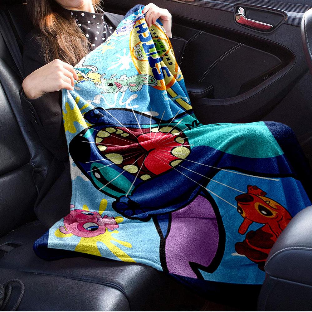 1pc Flannel Stitch Experiment 626 Stitch Experiment Cartoon Character Bed Sheet, Quilt, Sofa Blanket Gift, Home Decor