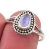 Natural Rainbow Moonstone Gemstone Handmade 925 Sterling Silver Ring Size 7 S8M97