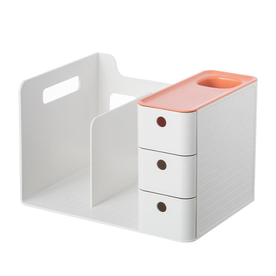 Book Holder Bookends with Two Drawers Students Desk Magazine File Holder Organizer Office Book Support Stand Rack