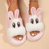 Мультяшные тапочки с кроликом на четыре сезона, женские, для осени и зимы, нескользящие, с толстой подошвой, домашние, пушистые, лунные